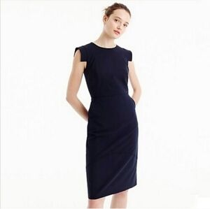 J. Crew Resume Navy Blue Wool Sheath Dress Sleeveless Size 4 Career Work Office